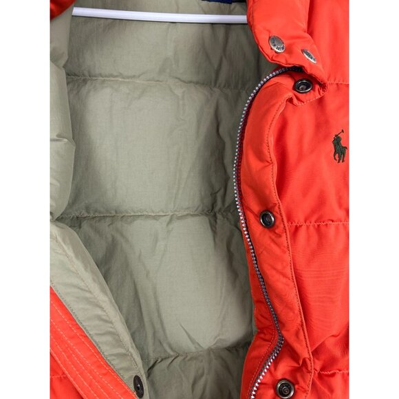 VTG Polo Ralph Lauren Orange Puffer Vest L With Embroidered Logo Mens Outerwear - Picture 10 of 13